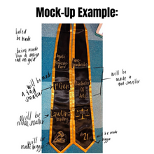 Load image into Gallery viewer, 72&quot; Custom Graduation Stole w/ Trim - Embroidery &amp; Vinyl
