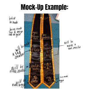 72" Custom Graduation Stole w/ Trim - Embroidery & Vinyl